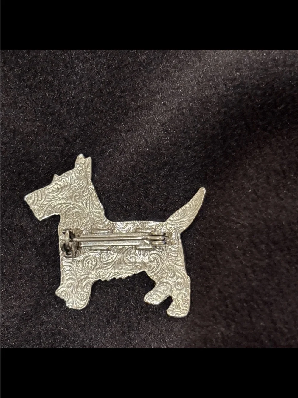 Vintage  Scottie Scottish Terrier Silver Tone Rhinestone Brooch 1.5